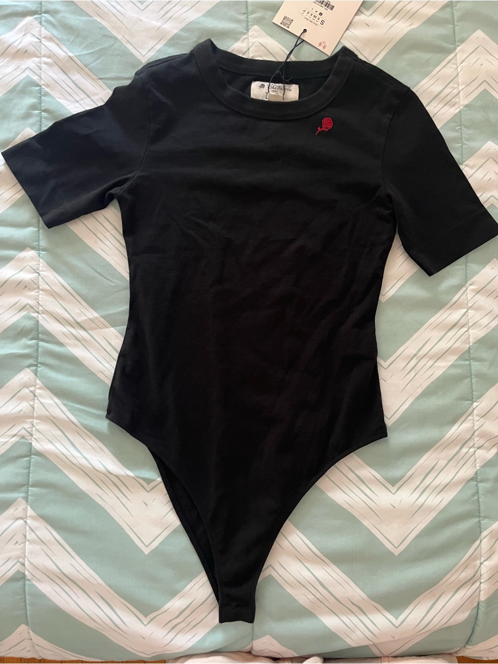 Willy Chavarria X Zara Embroidered Short Sleeve Bodysuit - Black, S (fits XS)